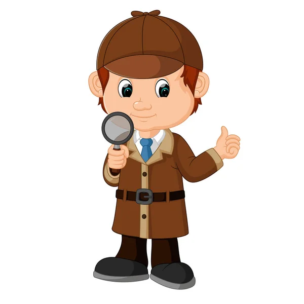 Detective chico de dibujos animados — Vector de stock