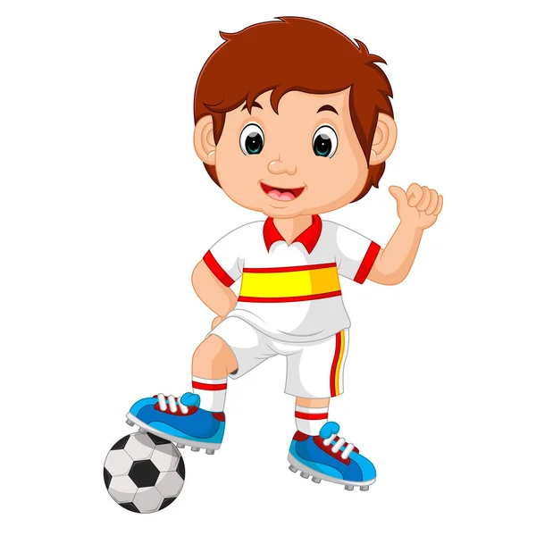 Cartoon child playing football — Stock Vector