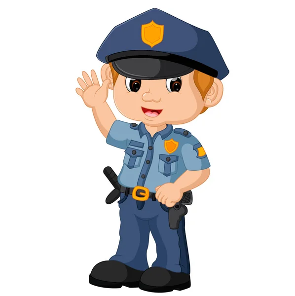 Cartone animato giovane poliziotto — Vettoriale Stock