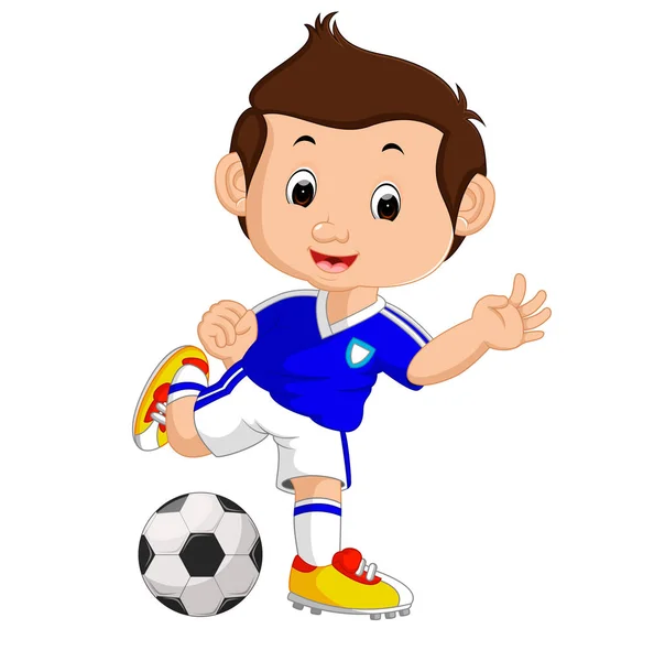 Cartoon boy playing football — Stock Vector