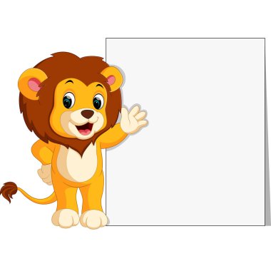 boş işareti ile sevimli aslan