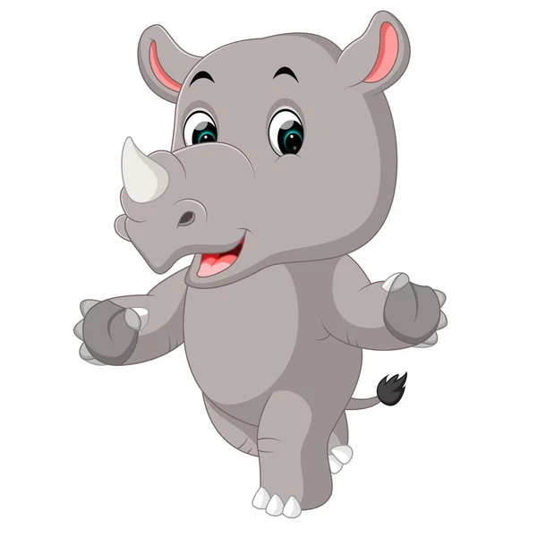 Desenhos animados de rinoceronte bonito —  Vetores de Stock