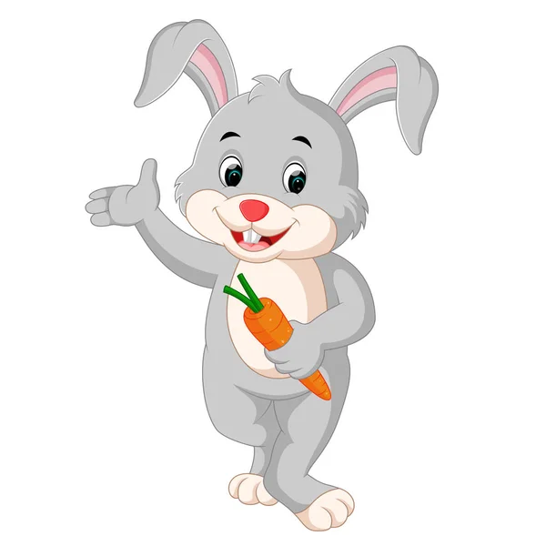 Kreslený králík drží mrkev — Stockový vektor