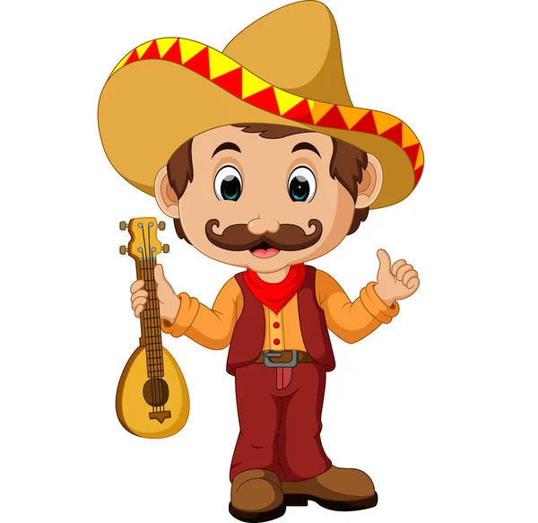 Mexikanska seriefiguren med gitarr — Stock vektor
