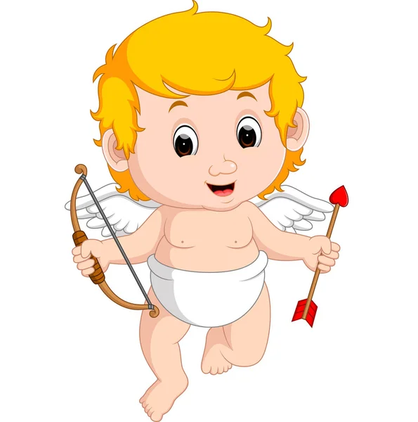 Funny little cupid boy — Stock Vector