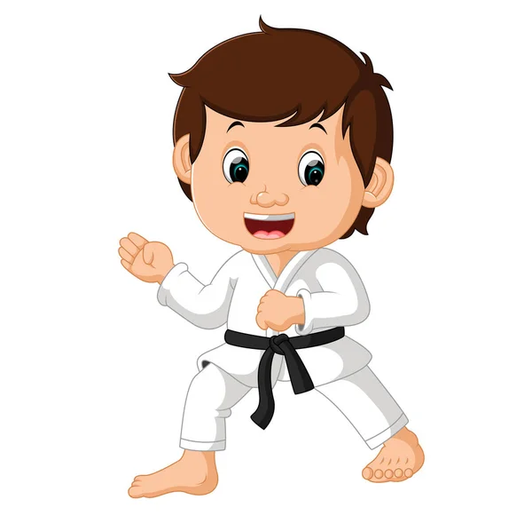 Pequeño niño entrenamiento karate — Vector de stock