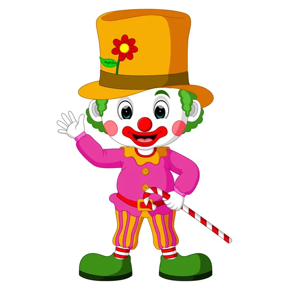 Payaso divertido usando sombrero — Vector de stock