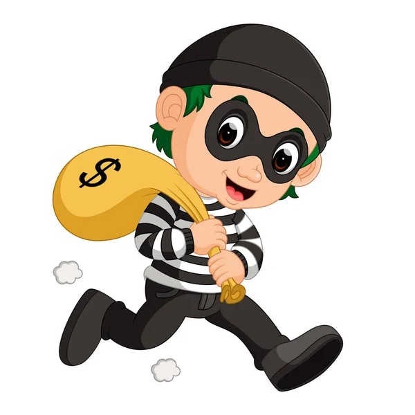 Voleur portant un sac d'argent — Image vectorielle