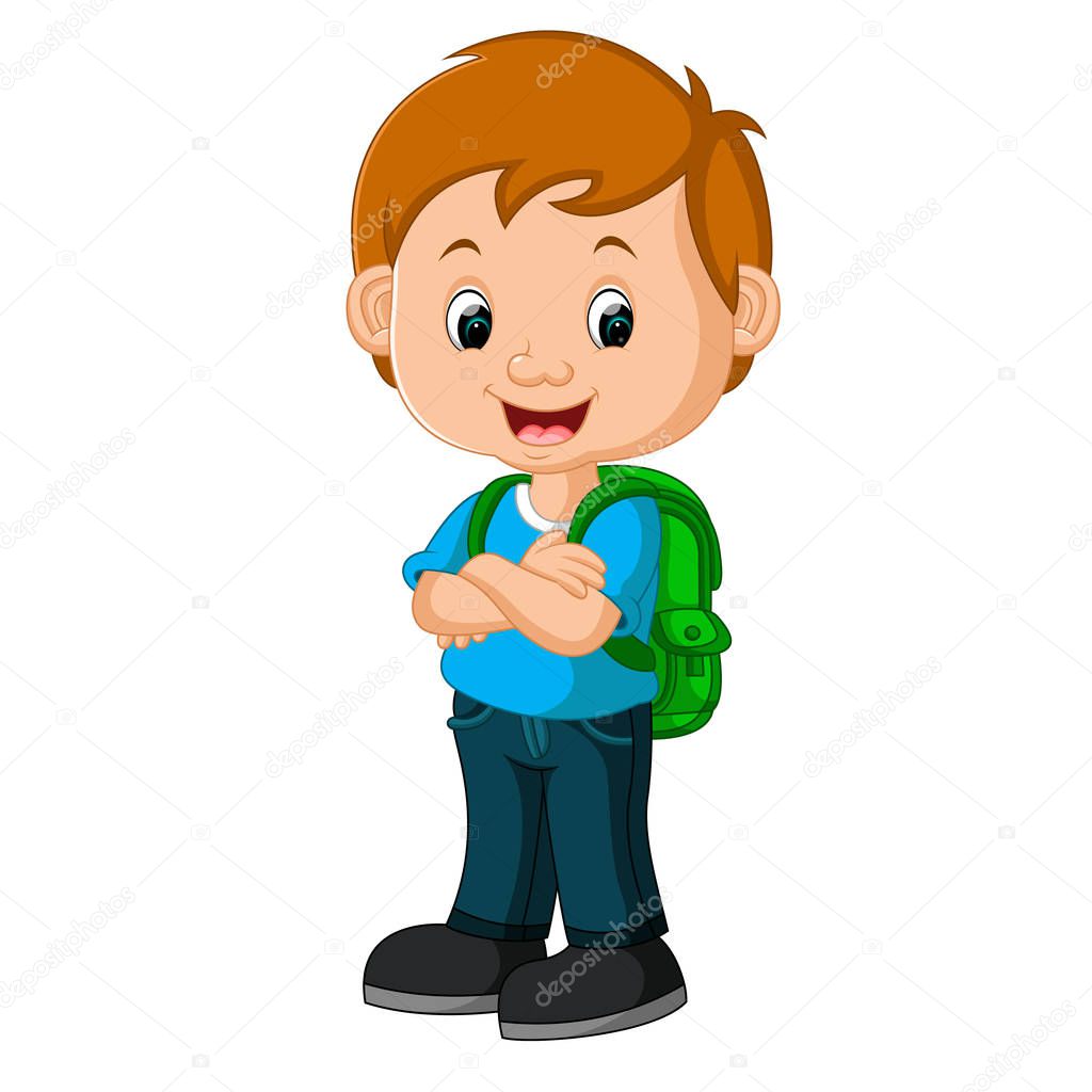 Boy with backpacks