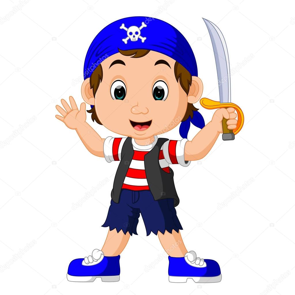 Cartoon pirate holding a sword