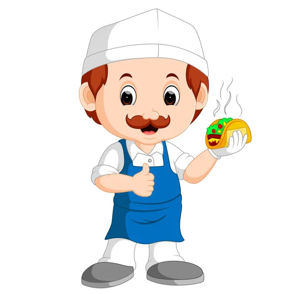 Grappige chef-kok van schattige cartoon — Stockvector
