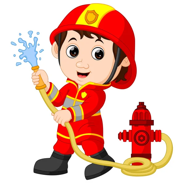 Divertido bombero de dibujos animados — Vector de stock