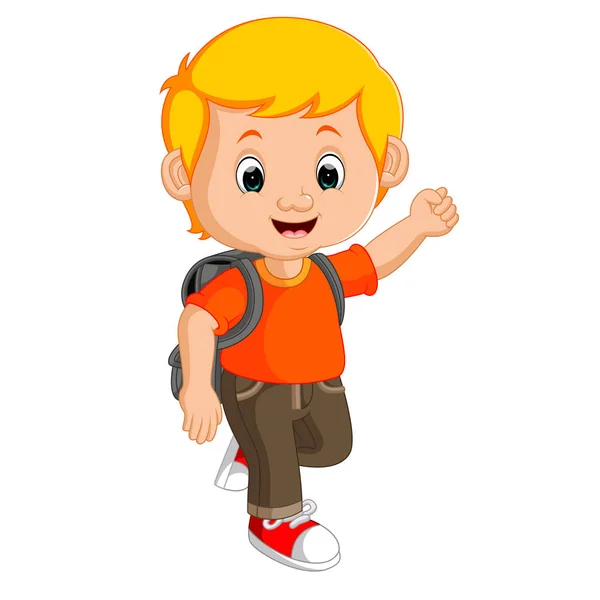 Niño con mochilas de dibujos animados — Archivo Imágenes Vectoriales