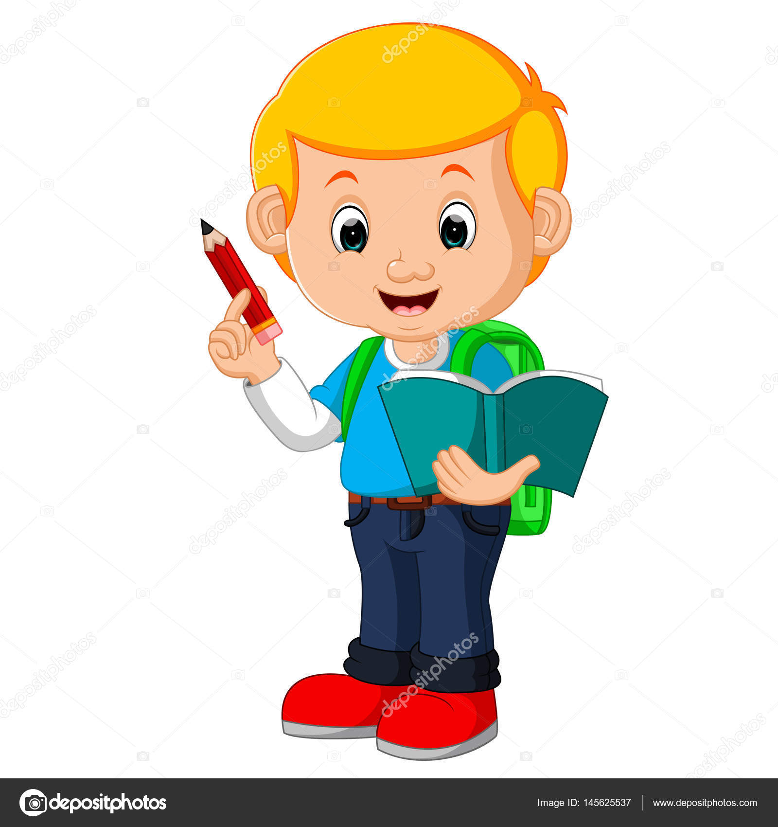 cartoon boy with backpack