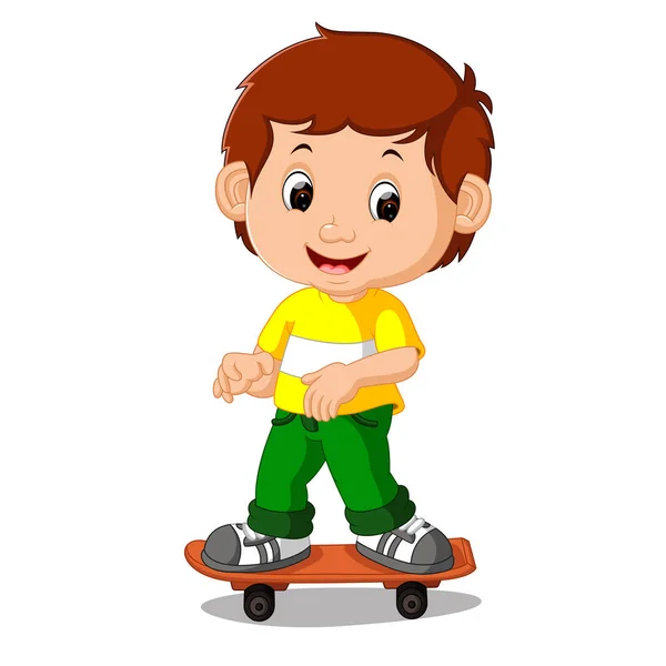 Jongen spelen skateboard cartoon — Stockvector