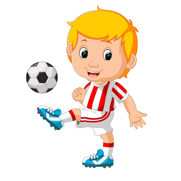 サッカーをしている少年 — ストックベクタ
