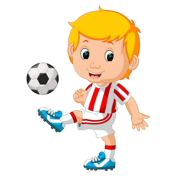 Chico jugando fútbol — Vector de stock