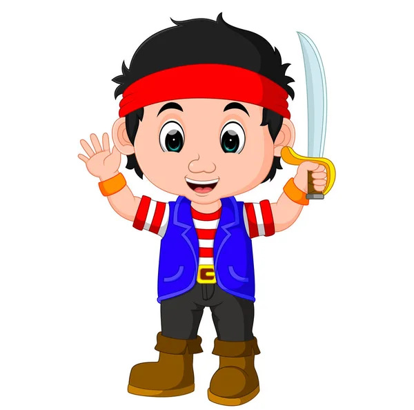 Kid boy pirate cartoon — Stock Vector