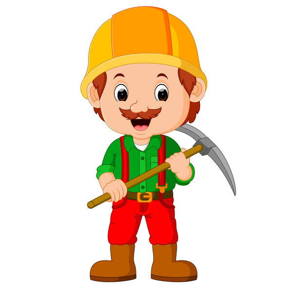 miners posing with a pickaxe