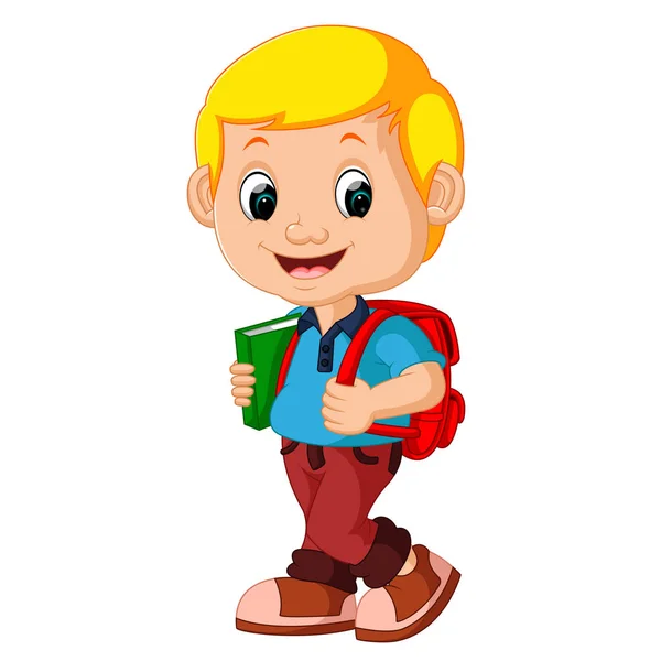 Jongen met rugzakken cartoon — Stockvector