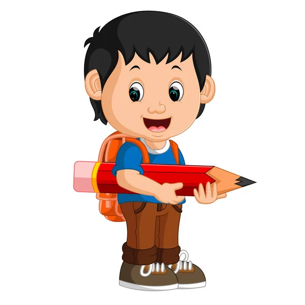 Jongen met rugzakken cartoon — Stockvector