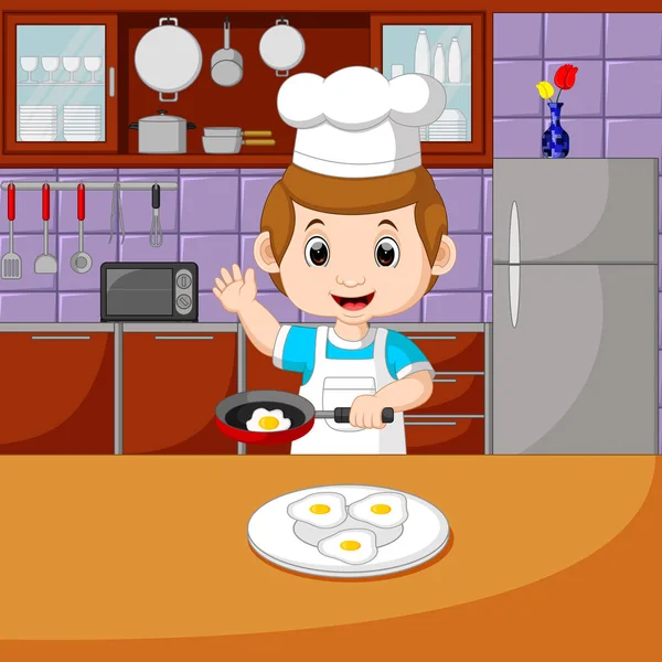 Chefs con juego de cocina — Vector de stock