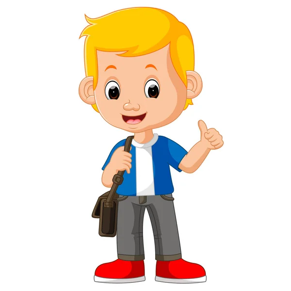 Lindo chico con mochila — Vector de stock