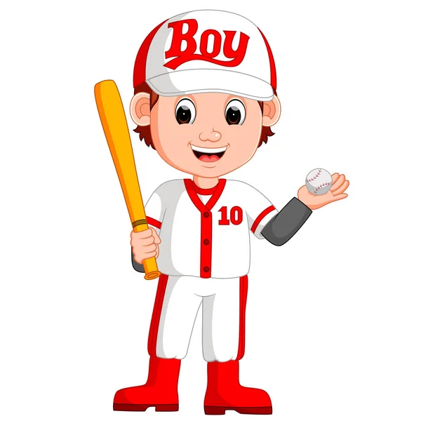 Jogador de beisebol menino — Vetor de Stock