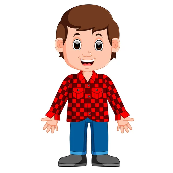 Lindo chico de dibujos animados buena pose — Vector de stock