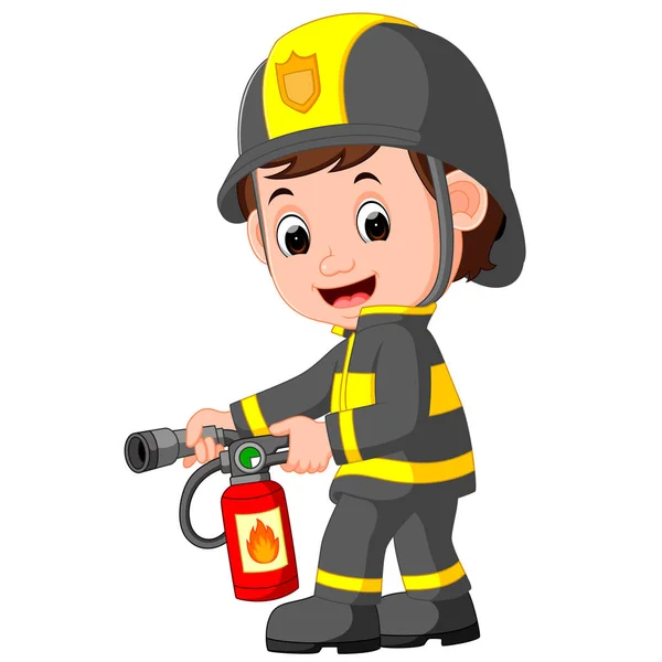 Leuke brandweerman cartoon — Stockvector