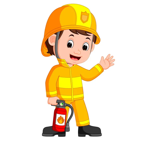 Lindo bombero de dibujos animados — Vector de stock