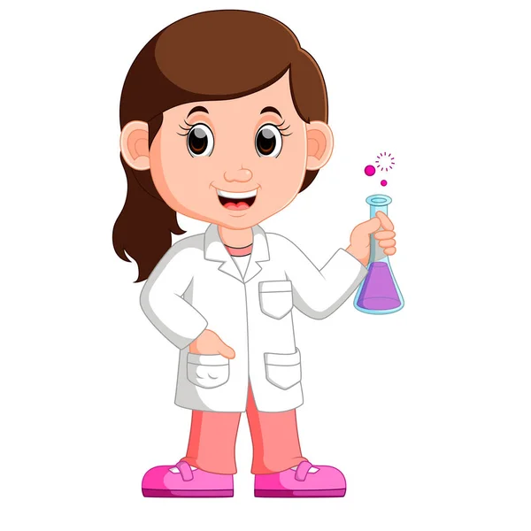 Giovane scienziata ragazza — Vettoriale Stock