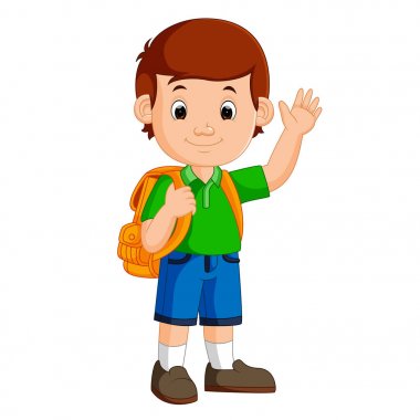 Cartoon kid with backpack 2025