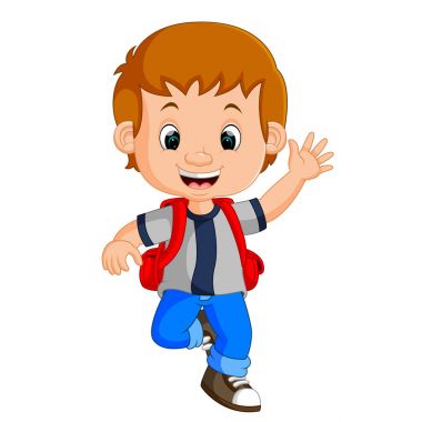 Sırt çantaları karikatür çocukla