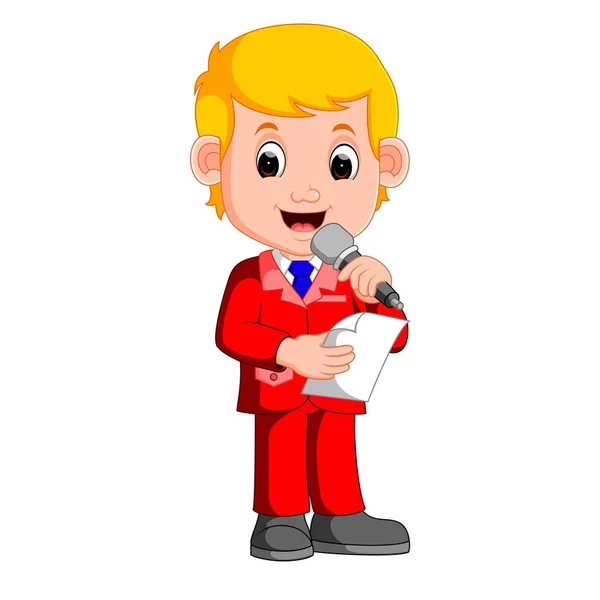 Young boy presenter — Stock Vector