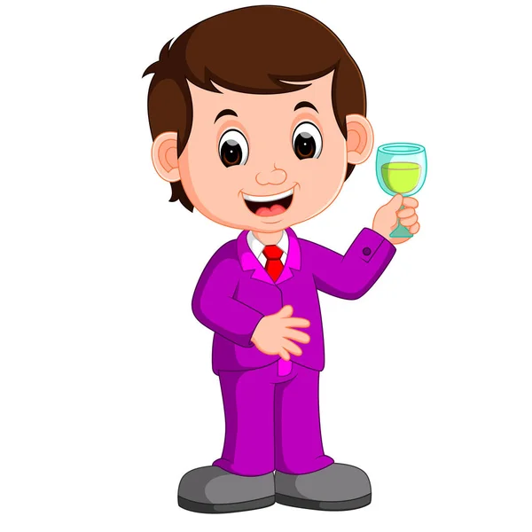 Mann mit einem Glas Wein — Stockvektor