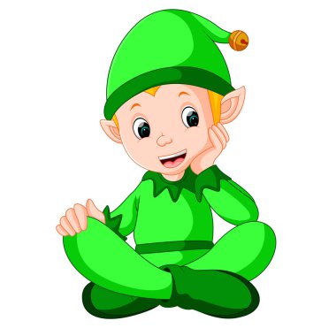 sevimli Noel Elf oturan