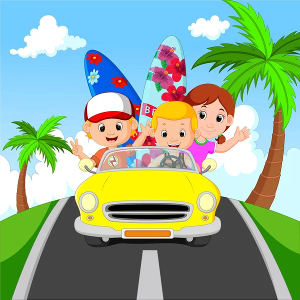 Cartoon familie vakantie — Stockvector