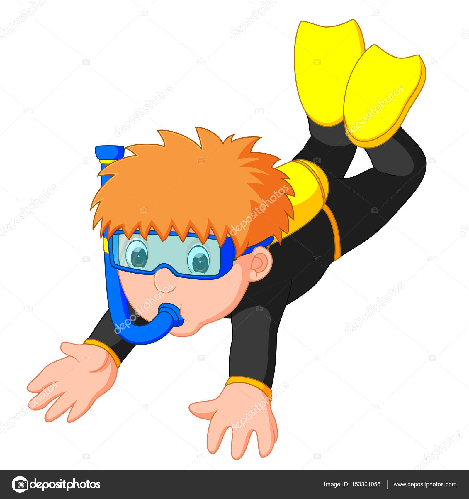 Buzo chico de dibujos animados Vector de stock #153301056 de