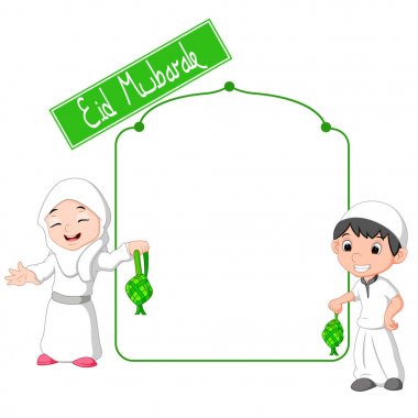 Müslüman erkek ve kız kutluyor Ramazan