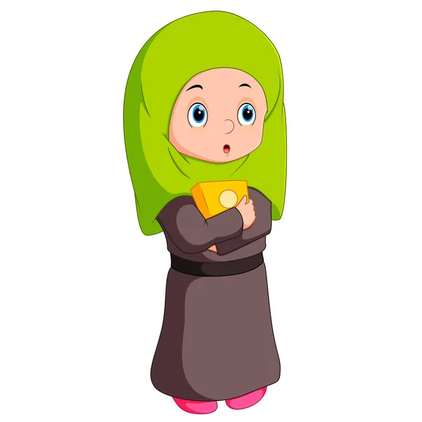 Muslim Perempuan berdiri - Stok Vektor