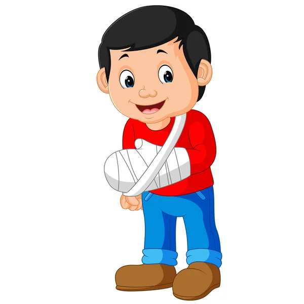 Little man with broken arm — Stock Vector