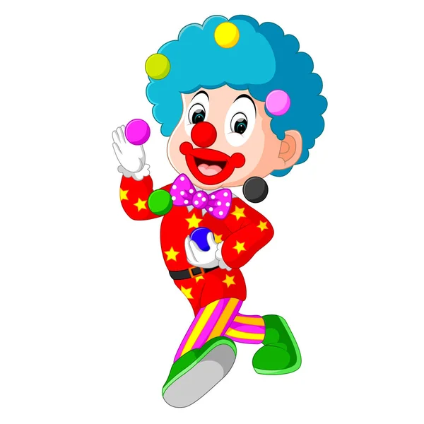 Clown spelen ballen — Stockvector