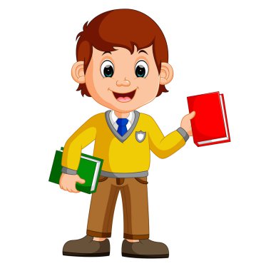 Çocuklar çocuk taşıyan kitap çizgi film