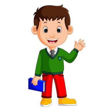 Çocuklar çocuk taşıyan kitap çizgi film