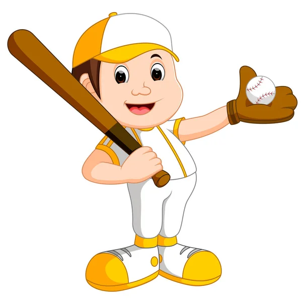 Niño jugador de béisbol — Vector de stock