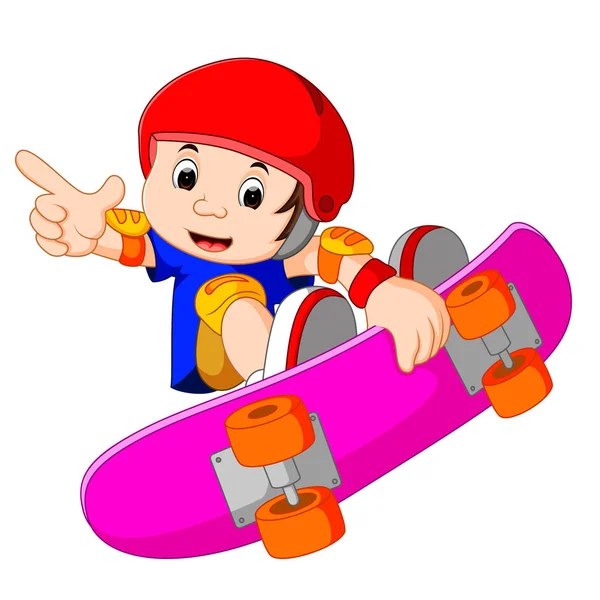 Cool Little Skateboard Guy Doing an Extreme Stunt — Stock Vector