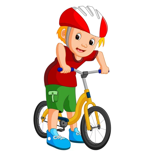 Kleiner Junge fährt Fahrrad — Stockvektor