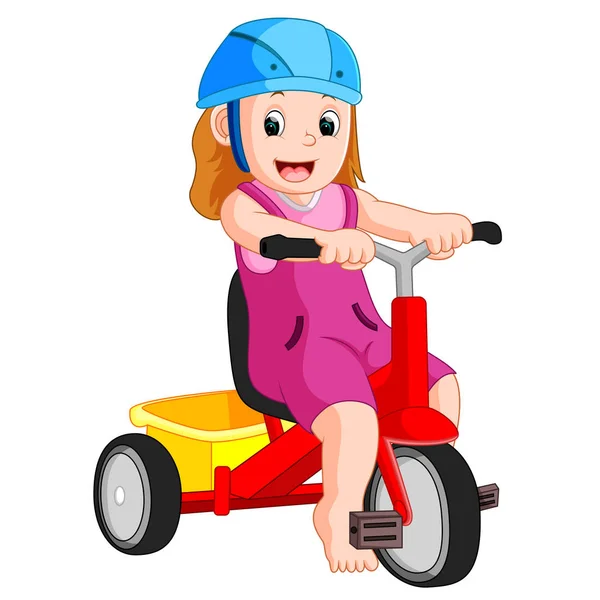 Very cute girl on tricycle — Stock Vector