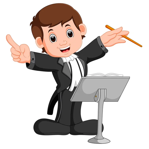 Conductor orchestrating with his baton — Stock Vector